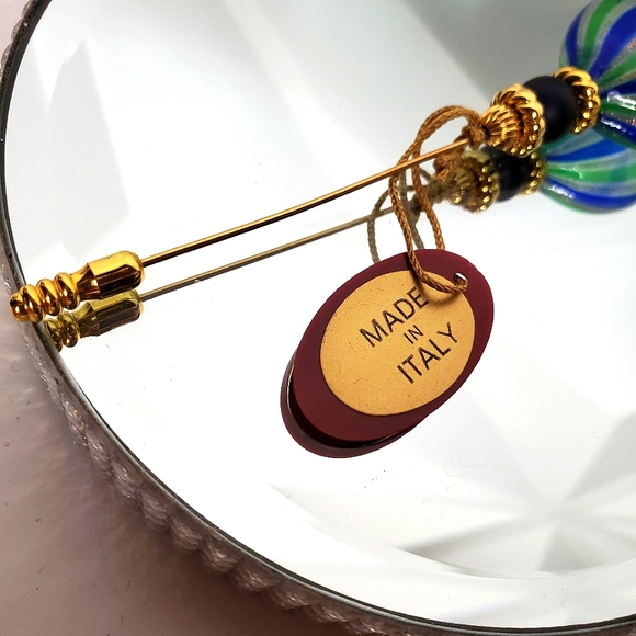 Vintage SCHIAVON Italy Venetian Art Glass Stick Pin - Picture 5 of 5